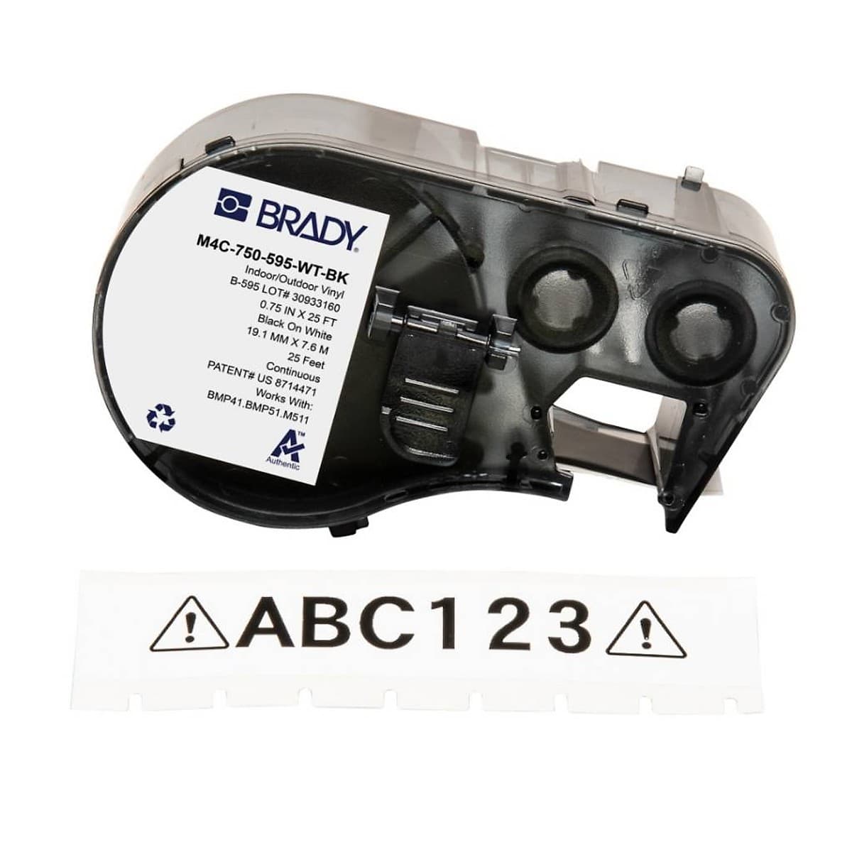 Cinta Brady M4c-750-595-Wt-Bk Vinilo Blanco 1.91 Cm Texto