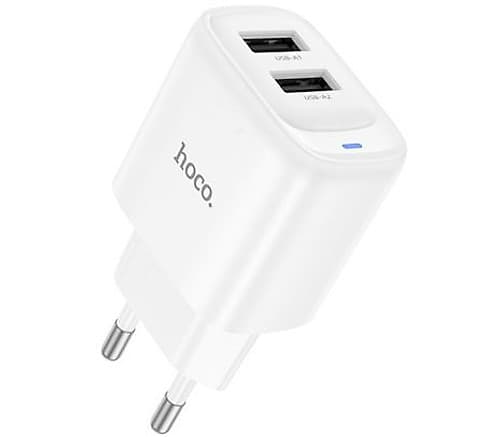 Hoco C141a Cargador De Pared 2 Usb-A Eu 10.5w White