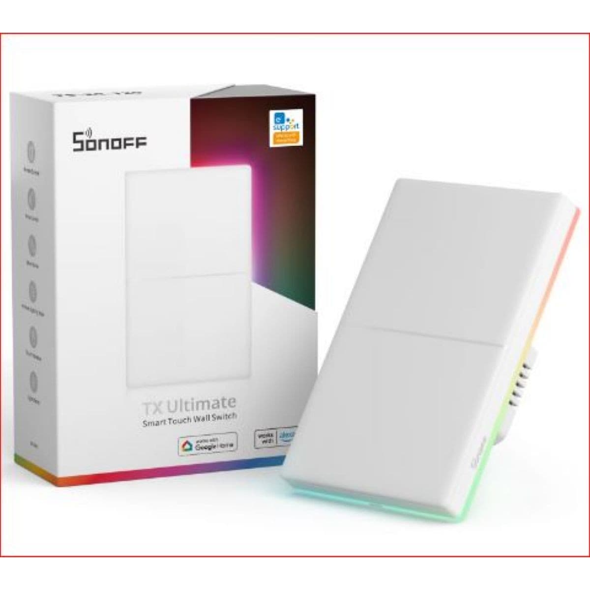 Interruptor Táctil Sonoff Rgb T5-120 2 Bot Blanco