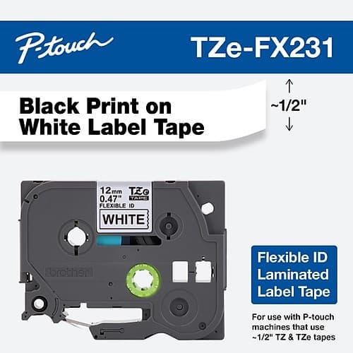 Cinta Brother Flexible Negro / Blanco 12mm