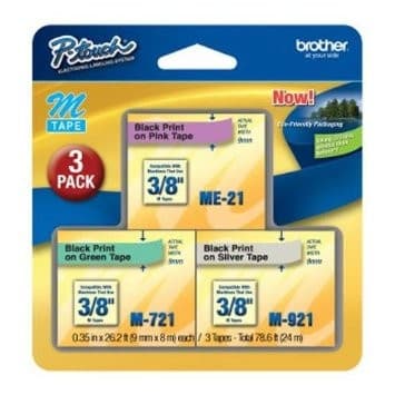 Cintas Brother M-Tape Pack 3 Unidades Negro Sobre Verde