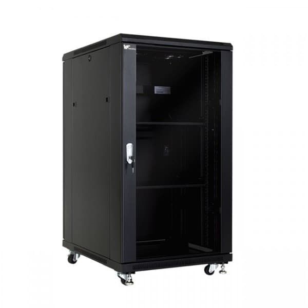 Rack Piso Negro 24u 600x800x1250 Puerta Vidrio No Inc Acc