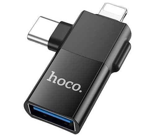 Hoco Ua17 Adaptador Usb-C Y Lightning A Usb-A Black