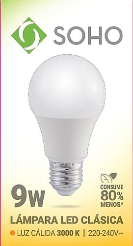 Lampara Led Soho E27 9w Calida X 10 Unidades