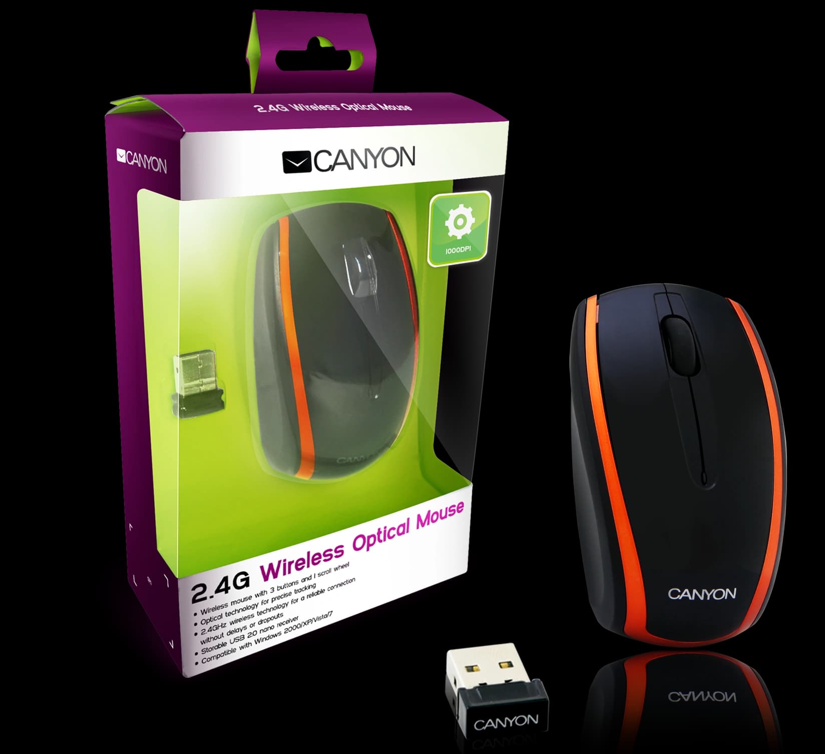 Mouse Canyon Cnr-Msow03 3 Botones 2.4ghz 1000 Dpi