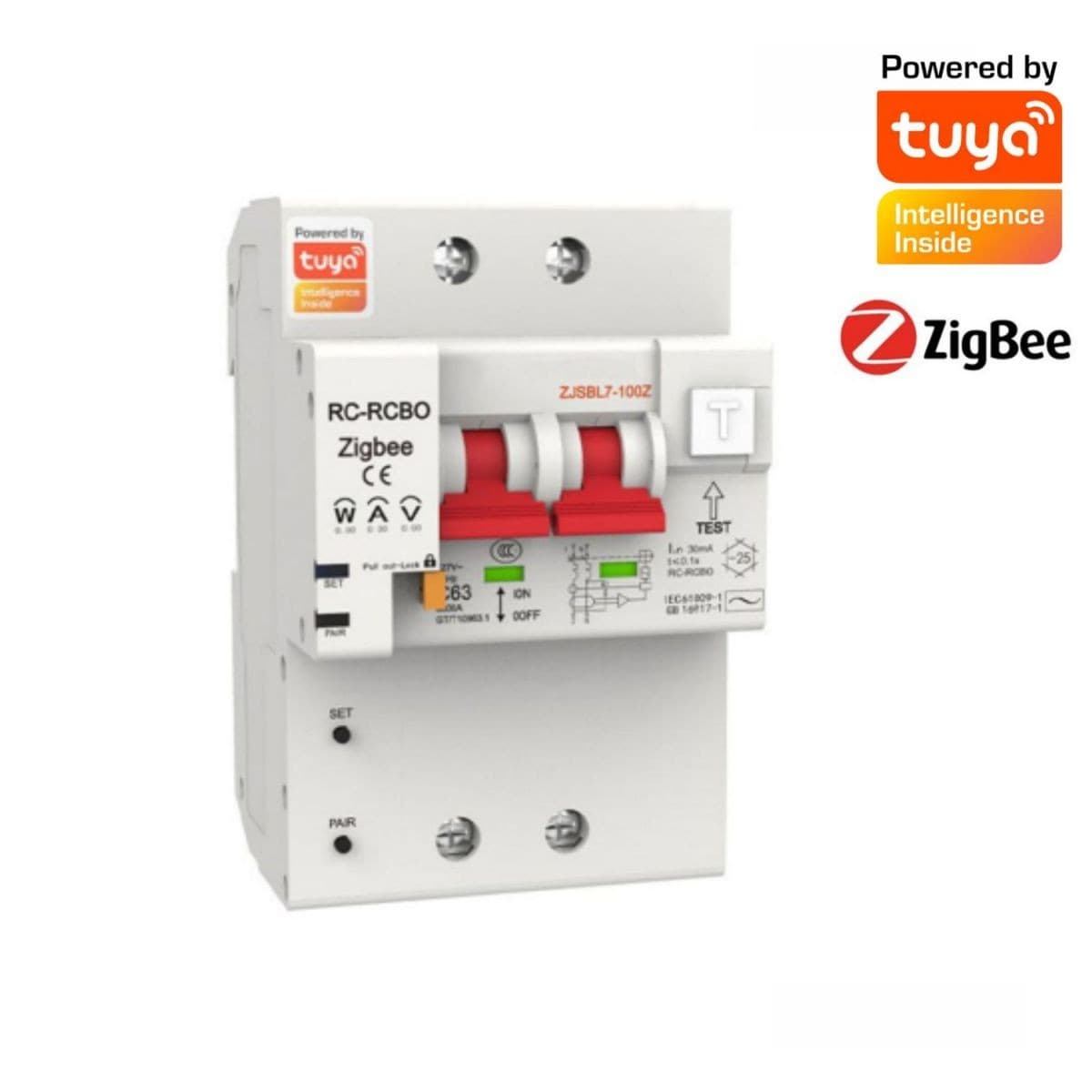Llave Electrica 2 Polos 100a Zigbee Moes