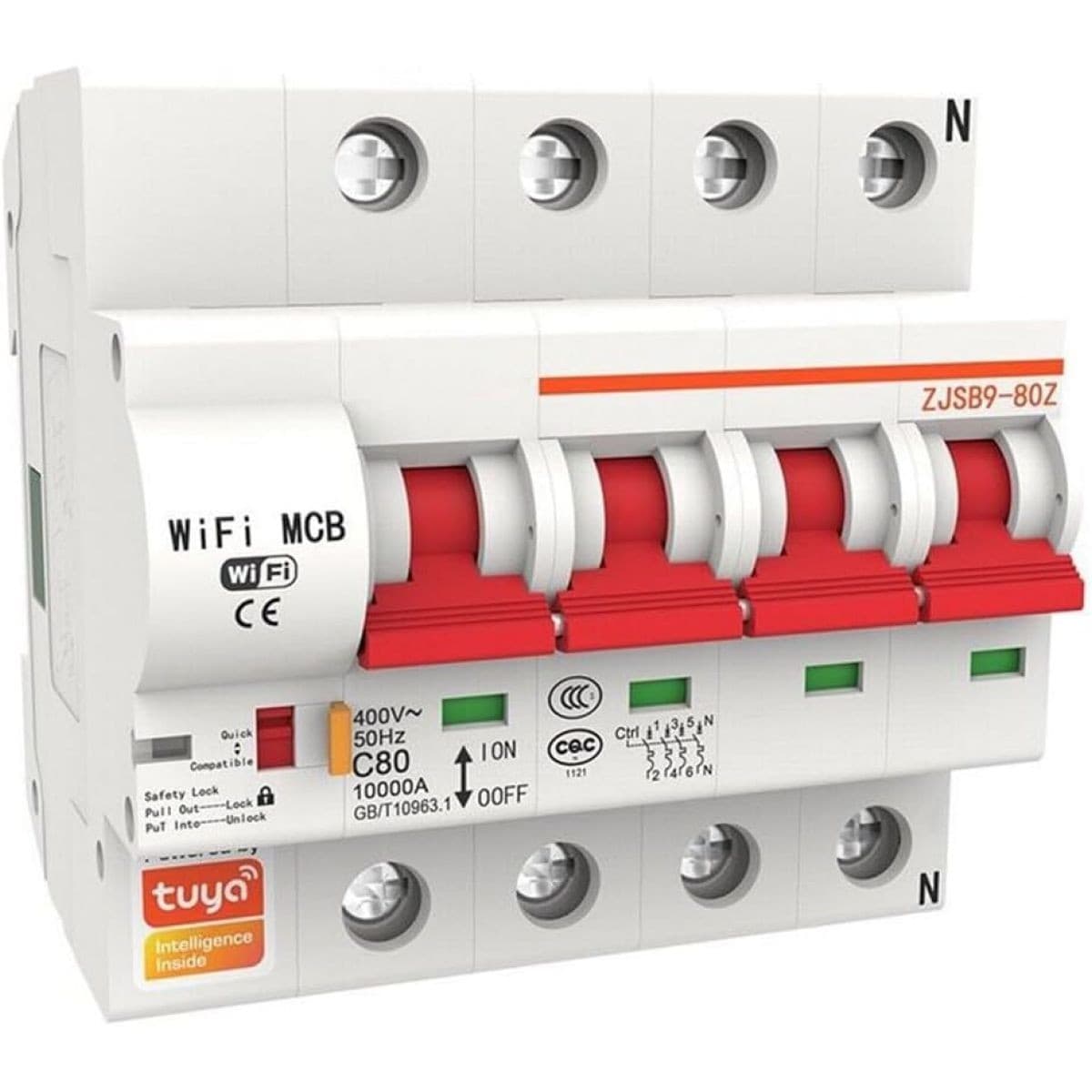 Llave Eléctrica 4 Polos 32a Tuya Smart Moes
