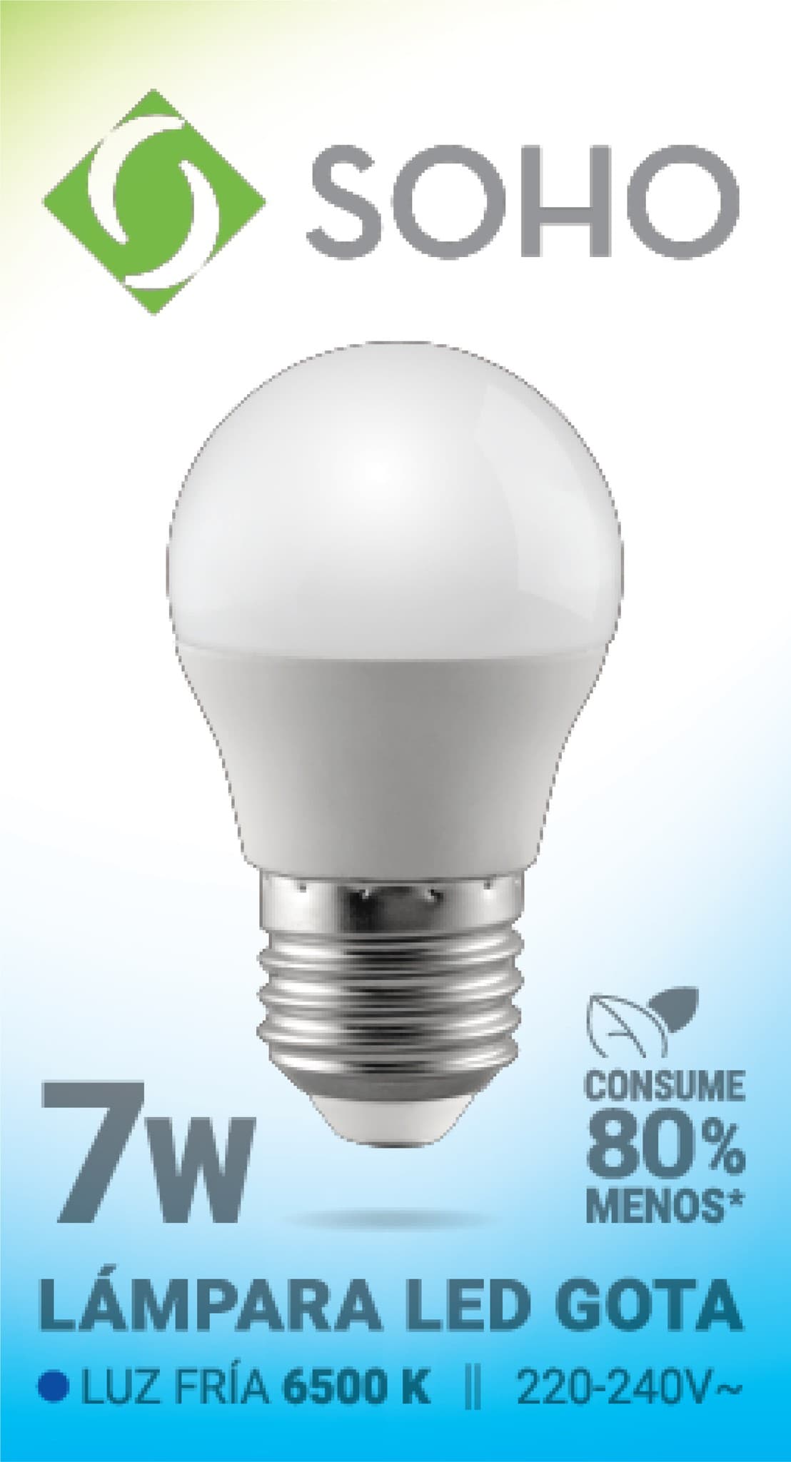 Lampara Soho Gota Led E27 7w Fria X 10 Unidades