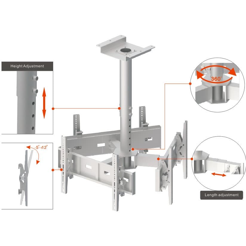Soporte De Techo Triple C/Inc 30 A 60 600x400 120 Kg