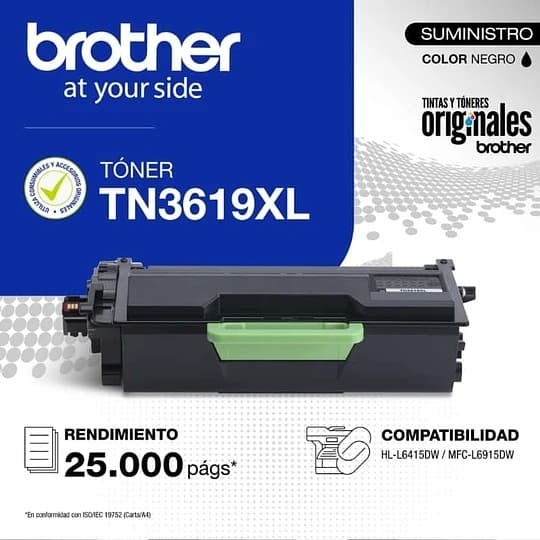 Toner Tn3619xl Ultra Alto Rendimiento Para 25.000 Páginas
