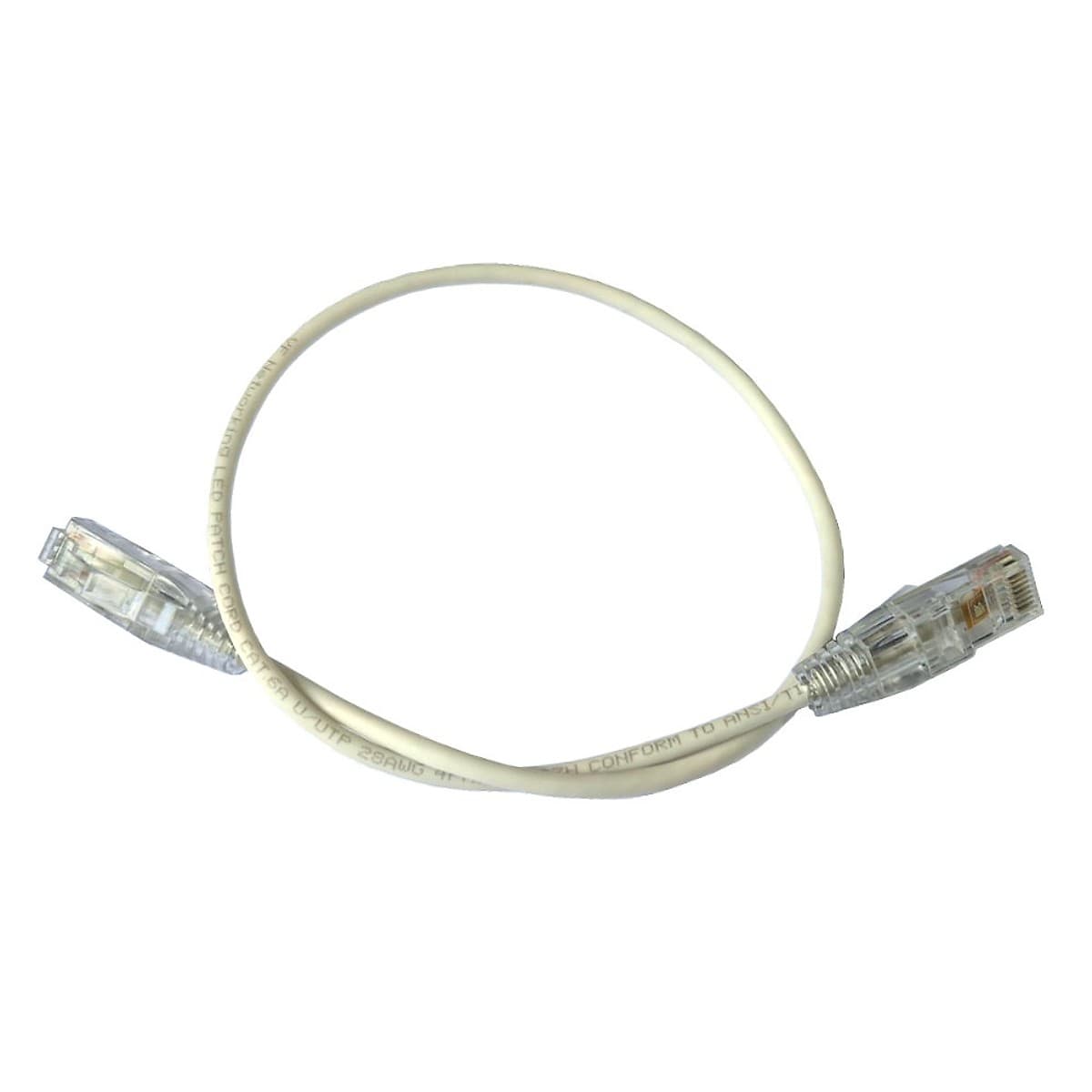 Patchcord Slim U/Utp Cat6a Led Blanco 5m Lszh 28awg