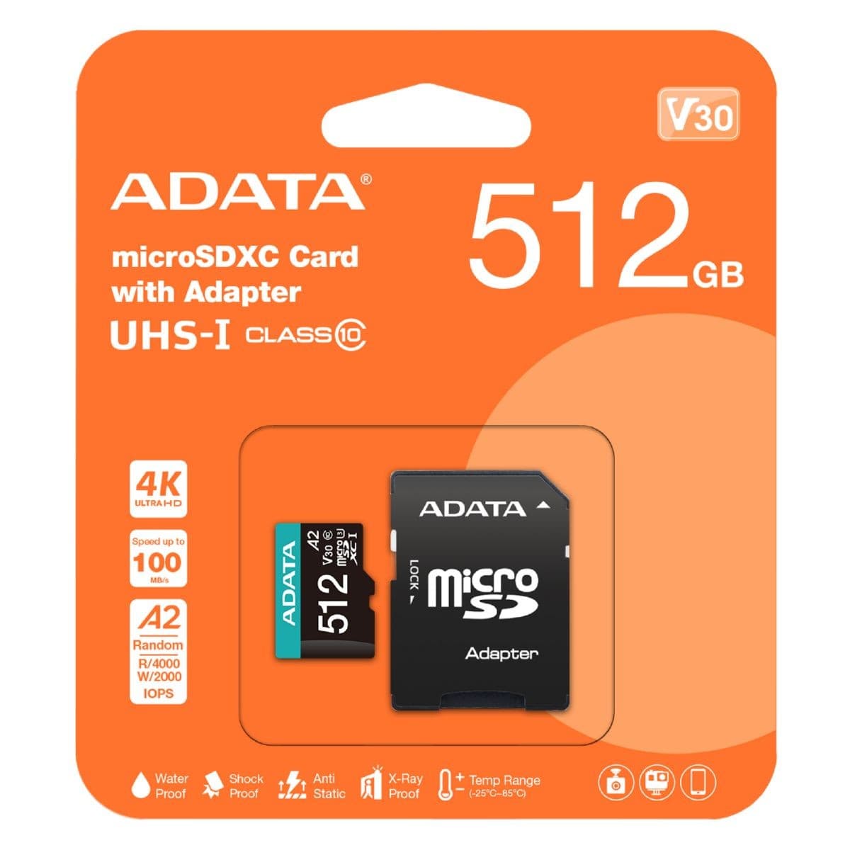 Memoria Adata Microsdxc 512gb Uhs-I U3 V30 C10 C/A