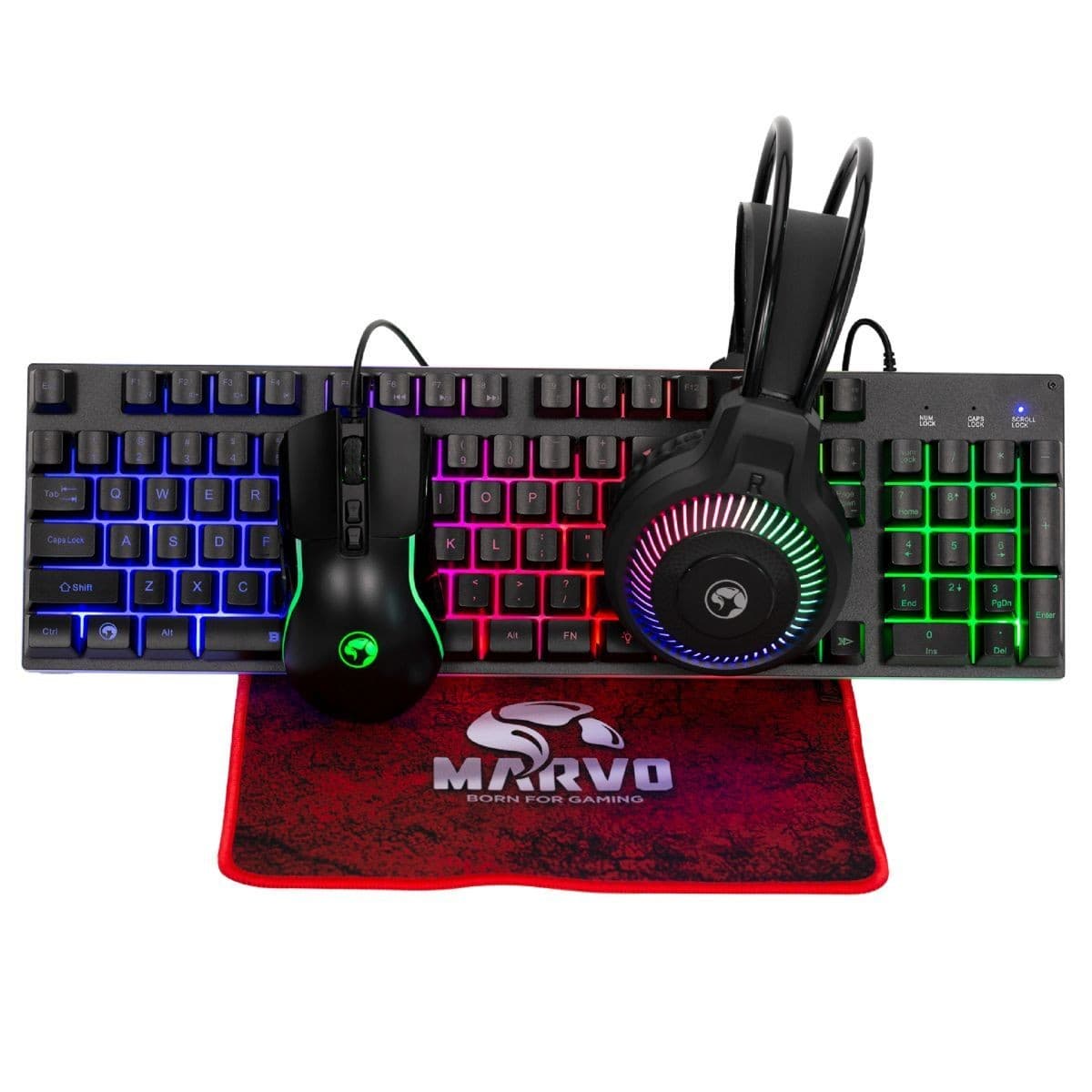 Combo Marvo Cm416 Teclado Sp Mouse + Pad Auricular