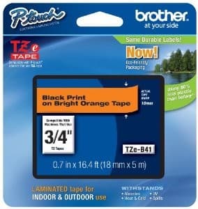Cinta Brother Tze-B41 18mm Fluorescente Naranja 5m