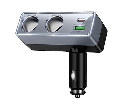 Hoco Z65b Cargador De Auto Pd48w 1 Usb-C Y 1 Usb-A Y 2 Toma 12v Black