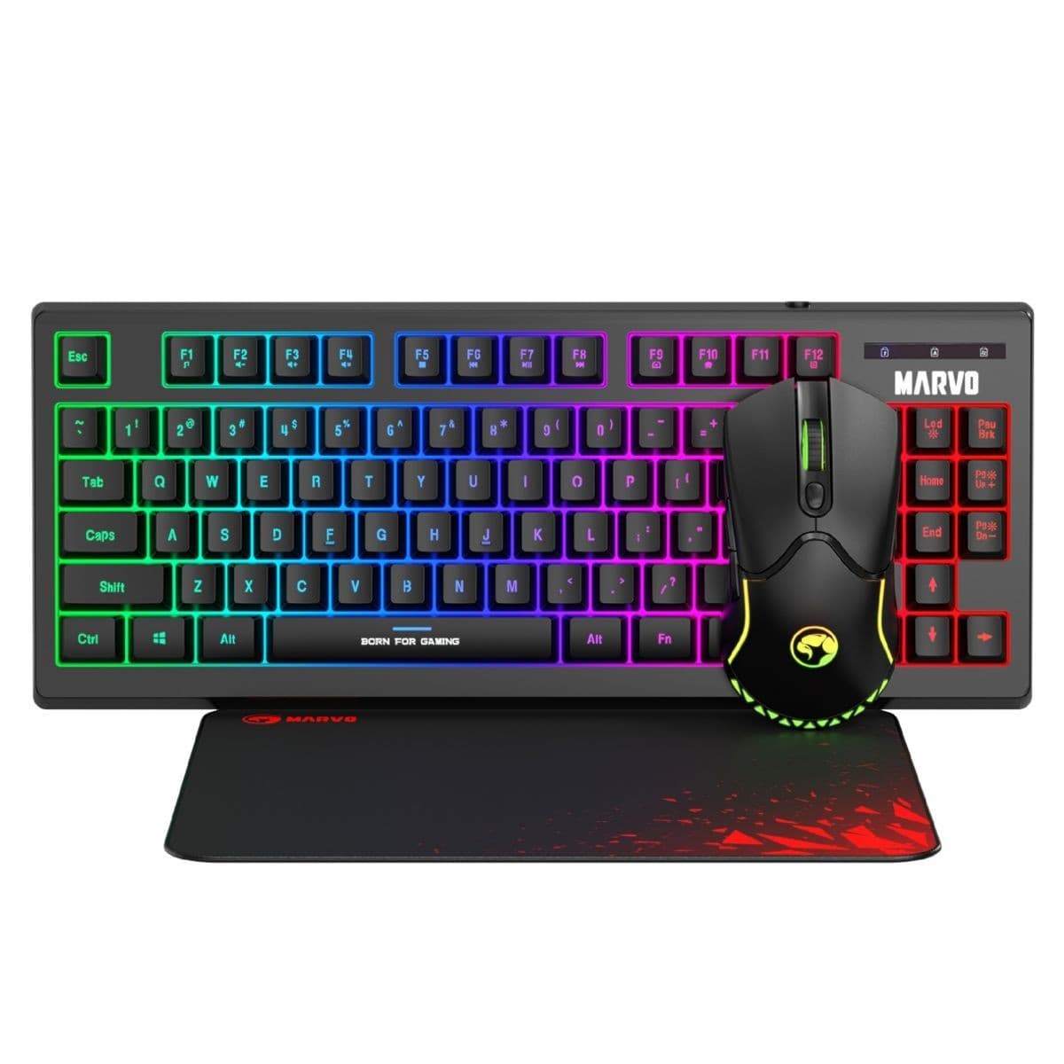 Combo Marvo Cm310 Teclado Sp Mouse + Pad Bk
