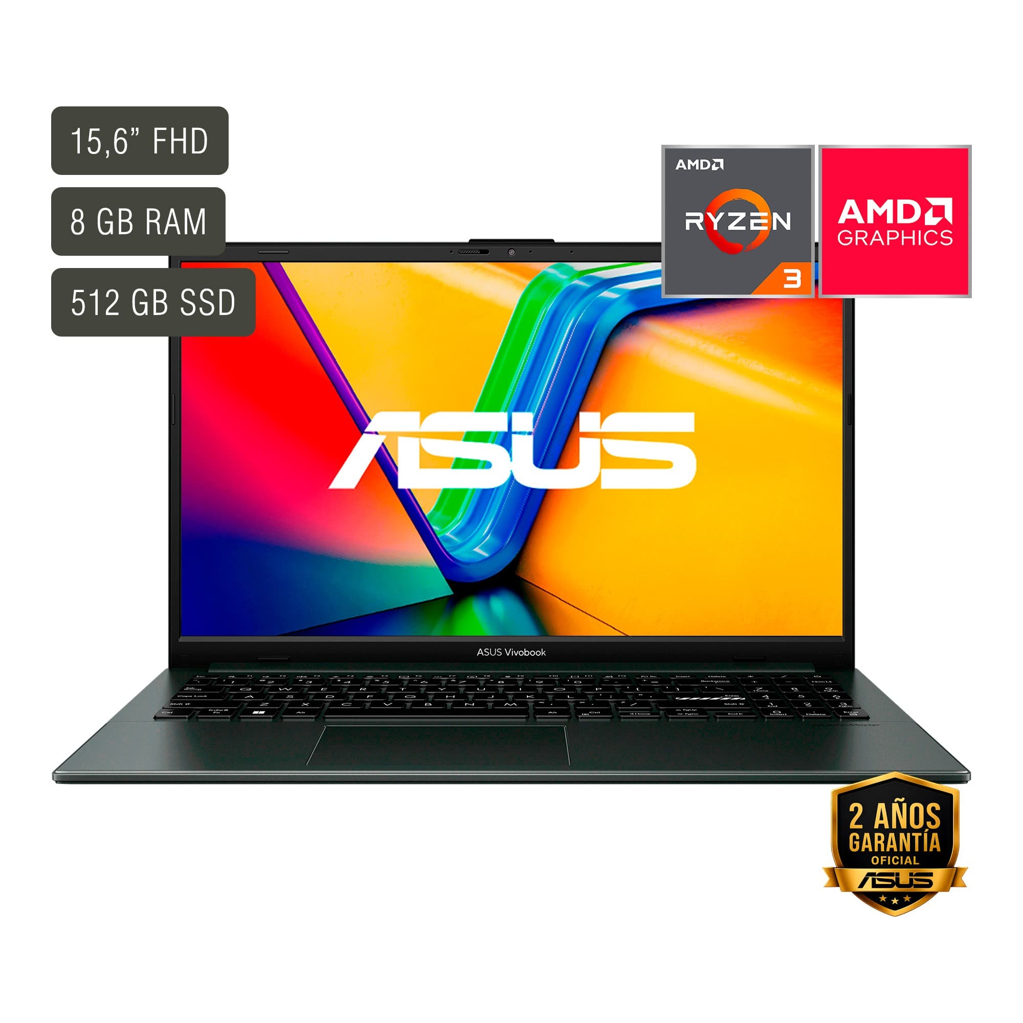 Notebook Asus Vivobook 15.6'' Ryzen 3 8gb 512gb