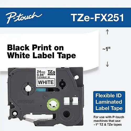 Cinta Brother Flexible Negro / Blanco 24mm
