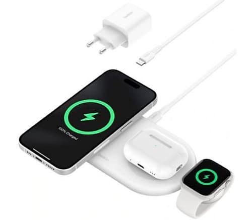 Base De Carga Inalambrica Belkin Wiz022vfwh 3 En 1 15w White Blanco
