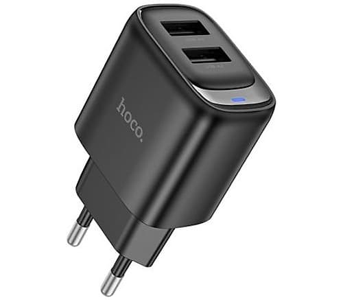 Hoco C141a Cargador De Pared 2 Usb-A Eu 10.5w Black
